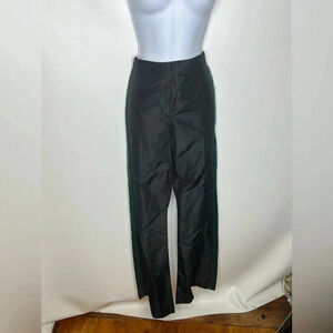 French Connection black 100% silk trouser dress pants green beaded sides sz 4
